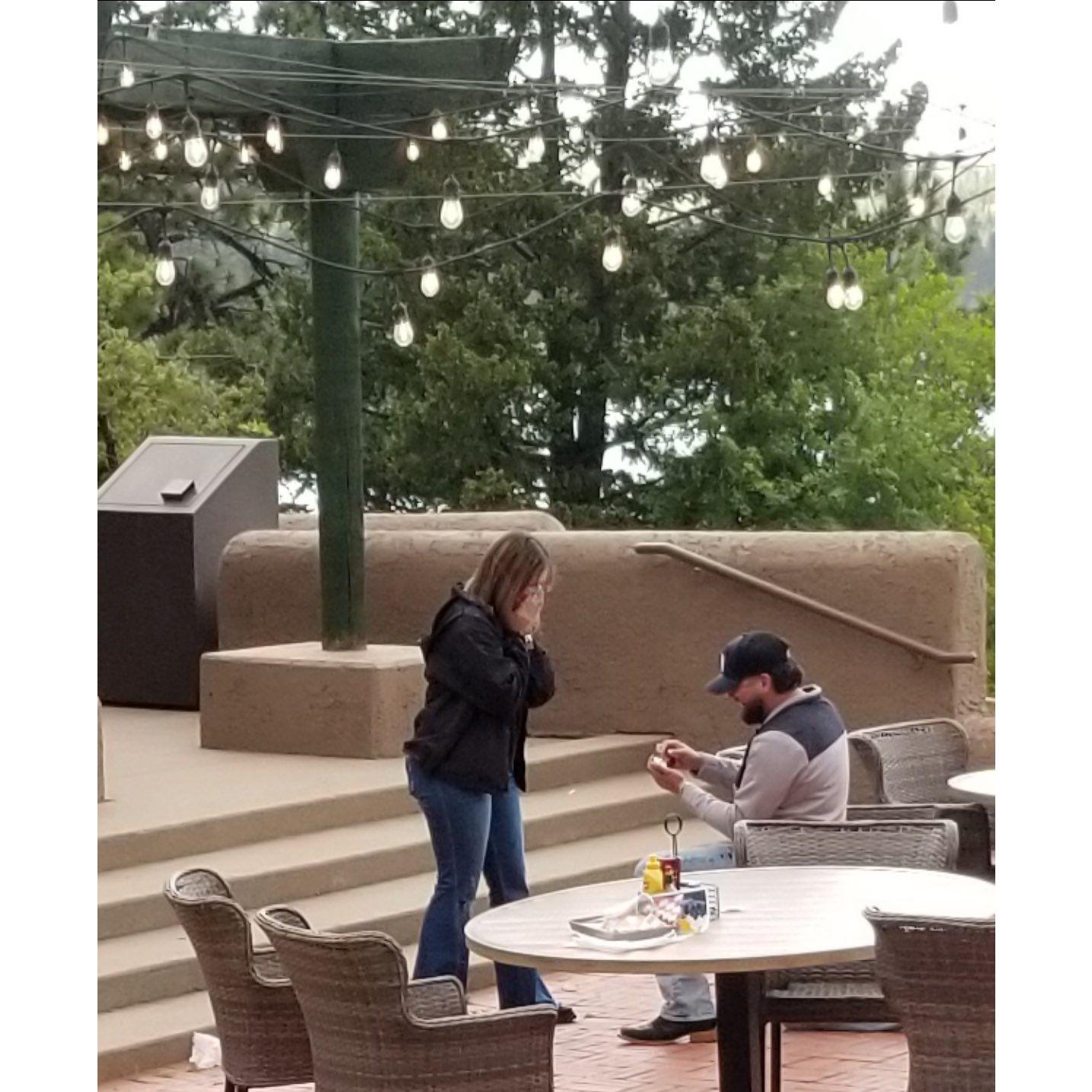 Before one of the songs started, the lead singer encouraged everyone to get up and dance. As the song ended, he spun me around...and dropped to one knee!