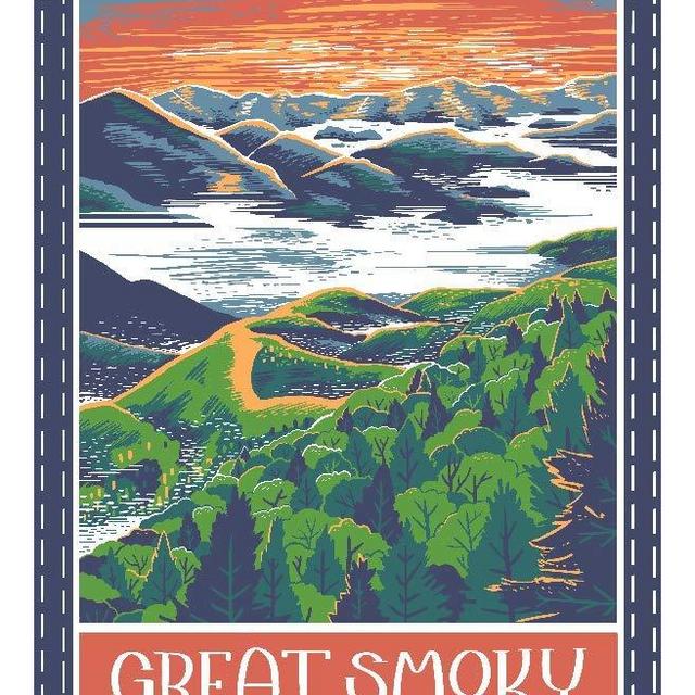 Vestiges Great Smoky Mountain National Park Region Kitchen Towel 100% Cotton Pique 21.5" x 32"