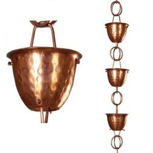 Monarch Int'l Inc. - Monarch Pure Copper Hammered Cup Rain Chain, 8-1/2-Feet Length