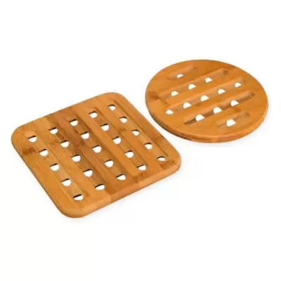 Home Basics 2-Piece Bamboo Trivet Set
