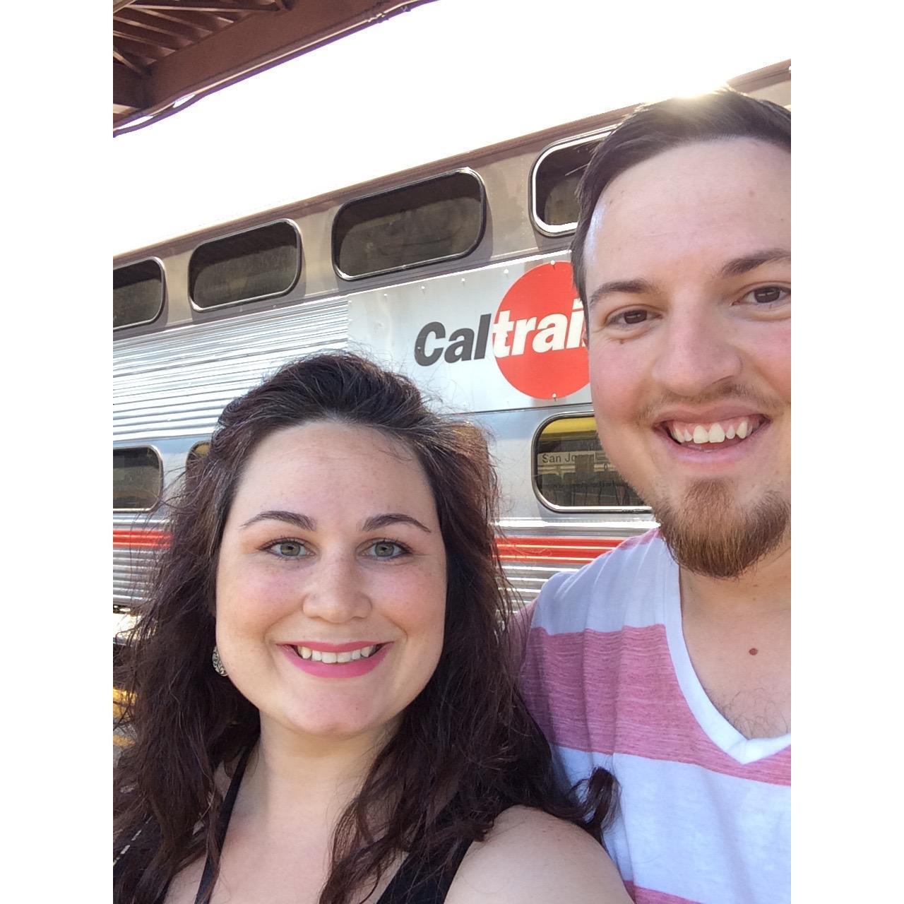 Taking the train from San Jose to San Francisco on one of our adventures