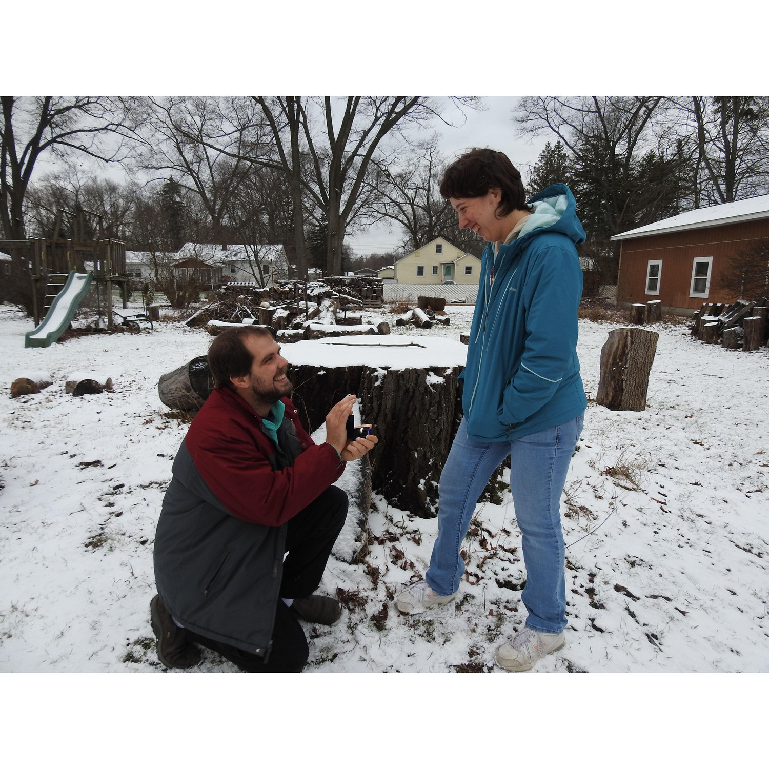 The actual proposal was earlier tha day, but this one has a better angle.