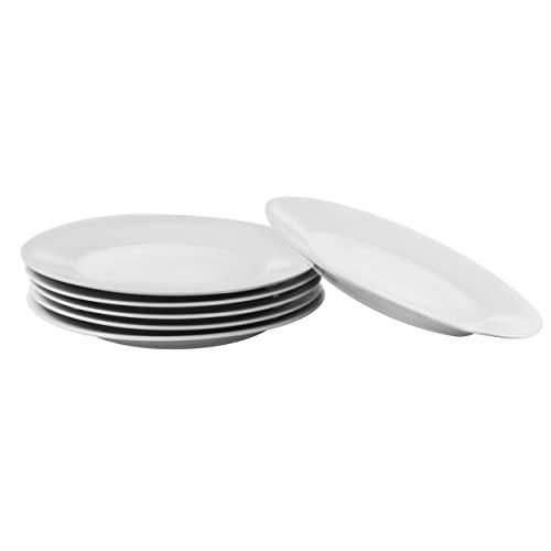 Amuse- Professional Gourmet Porcelain Salad, Bread or Dessert Plate- Set of 6 (Salad Plate)
