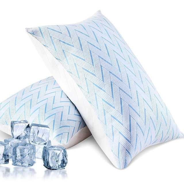 HKYLRAN Cooling Memory Foam Pillows King Size Set of 2 Adjustable Medium Pillow with Washable Removable Cover for Side Back Stomach Sleepers(20"x 36")