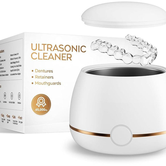 Dental Ultrasonic Retainer Cleaner Machine: Nicwell 200ML Denture Cleaner, Deep Cleaning Mouth Guard Cleaner, Aligner Cleaner, NightGuard Cleaner with Protection Design for Braces, Oral Dental & Tray