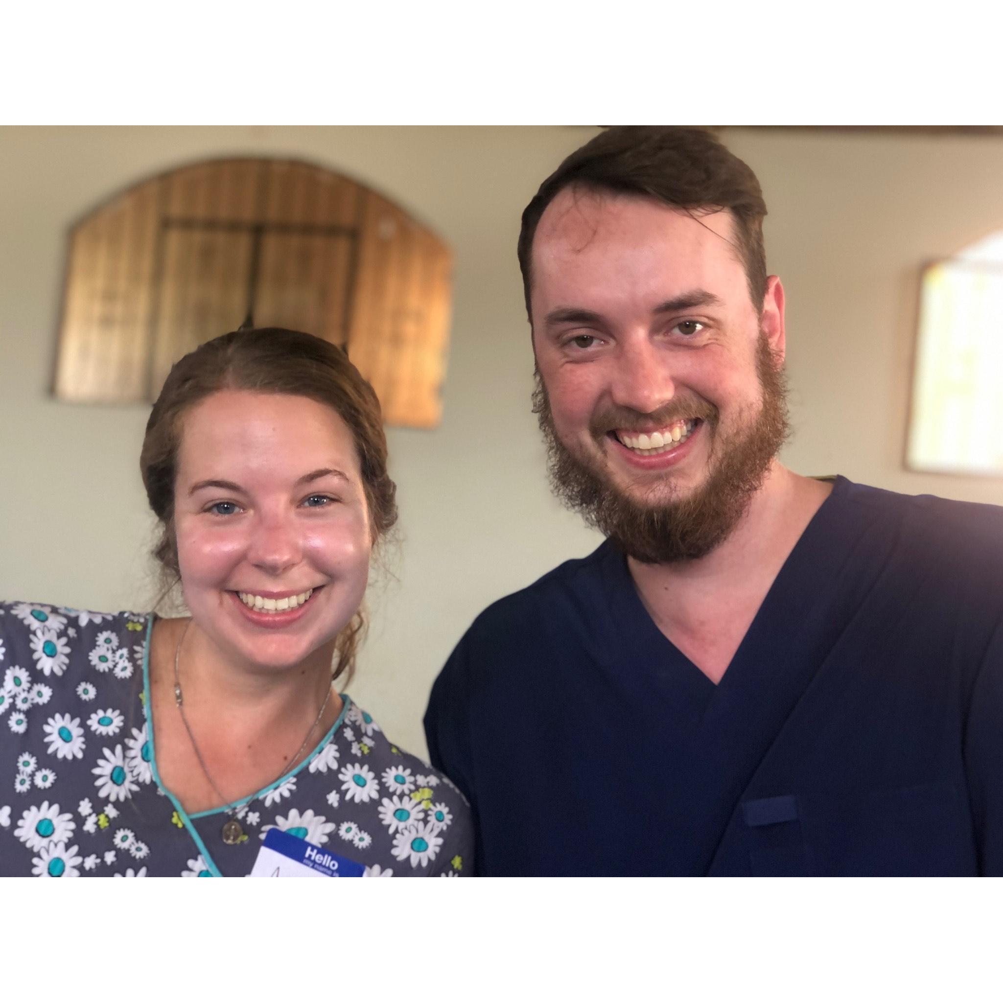 First photo together, working in the clinic in Peru.
