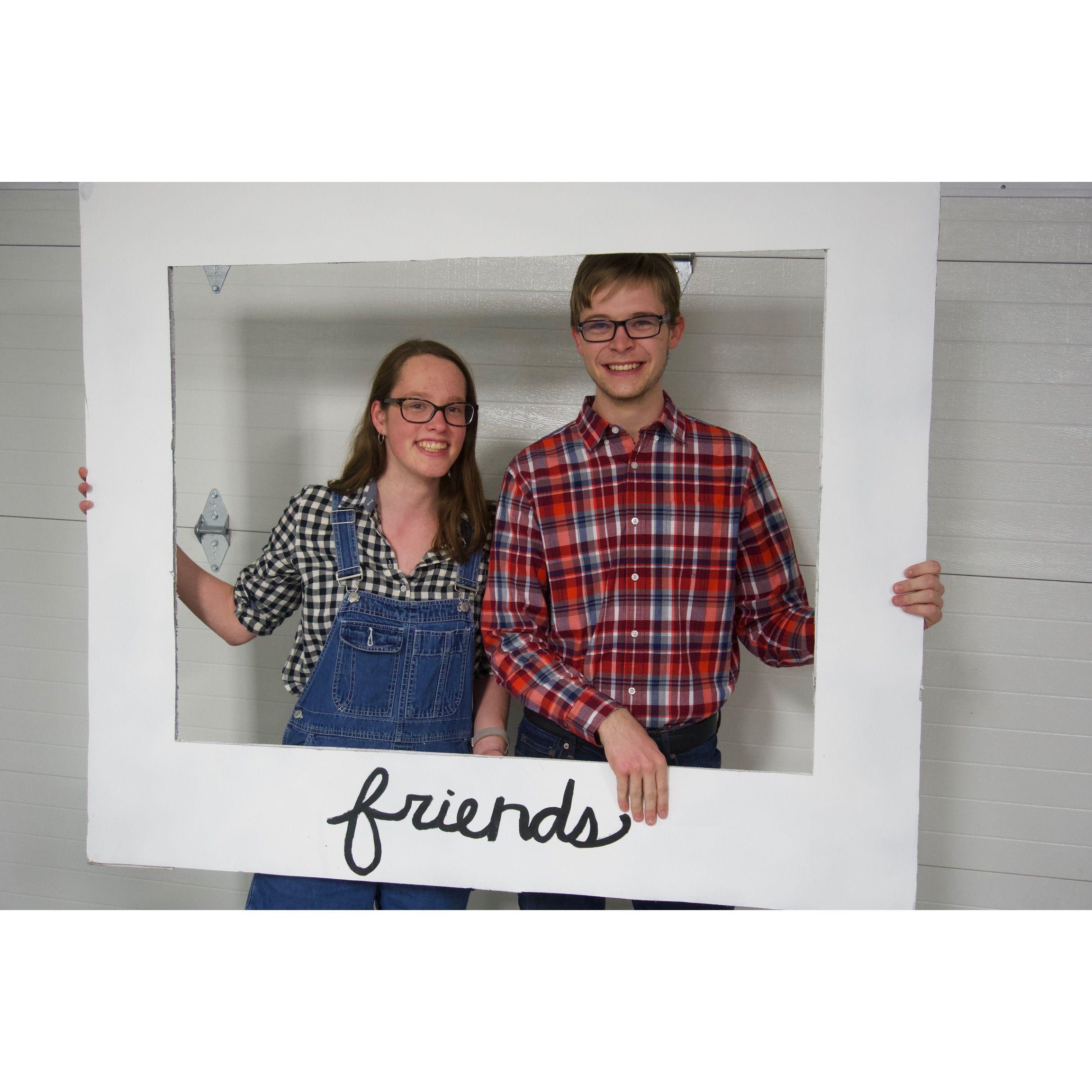 Nov 2019: Our first Pick-A-Date, a Gerig Hall hoedown. A few months after we met, and not long until we would start dating. We think "Friends" is funny now!