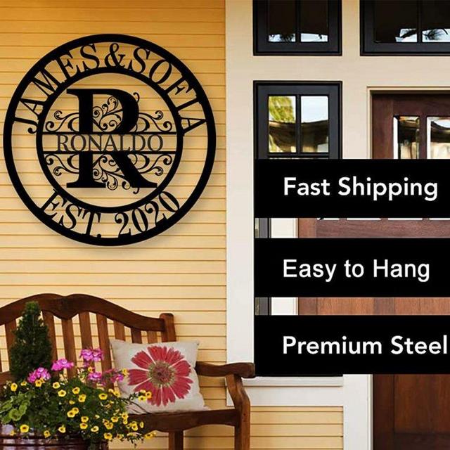Personalized Family Name Sign Monogram Letters Wall Decor for Home Decor - Creative Gift for Housewarming