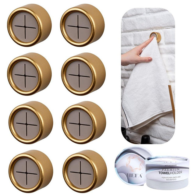 HEFA Eco-Friendly Towel Hooks - Dish, Hand & Kitchen Towel Holder, 8 Pack - Kitchen Organization Gadgets