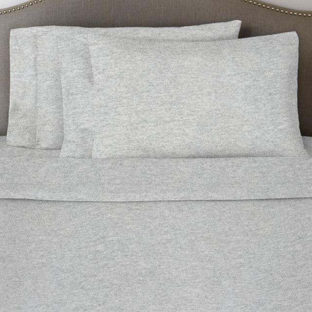 Pointehaven 170 GSM Solid Flannel Queen Sheet Set in Heather Grey