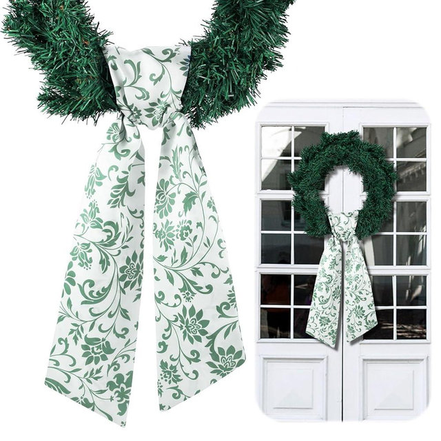 VitalCozy Wreath Sash for Front Door Wreath Satin Sash for Embroidery Monogram Garland Ribbon Accessories Xmas Party Yard Doorway Indoor Outdoor Wall(Fresh)