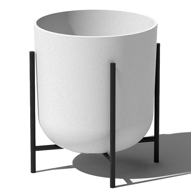 Veradek Mason Series Raised Lima Planter - Round Planter for Patio/Balcony | Plastic-Stone Composite w/Metal Plant Stand | Modern Décor for Plants