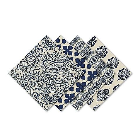 Assorted Printed Cotton Napkins in Indigo (Set of 4)