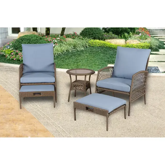 Bee & Willow™ Home Providence 5-Piece Metal and Wicker Patio Conversation Set in Brown