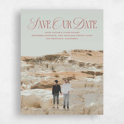 Dark Red Wedding Save the Date - Orable Photo