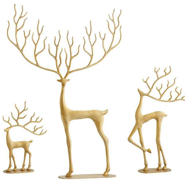Merry Reindeer Brass Objects, Set of 3