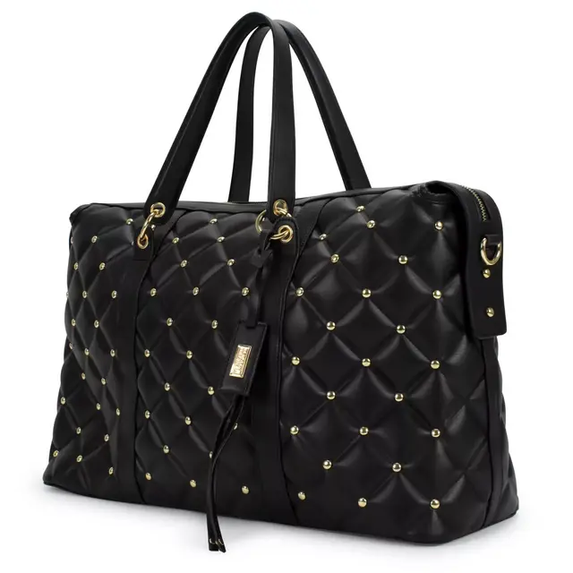 Badgley Mischka® Quilted Travel Tote Weekender Bag in Black
