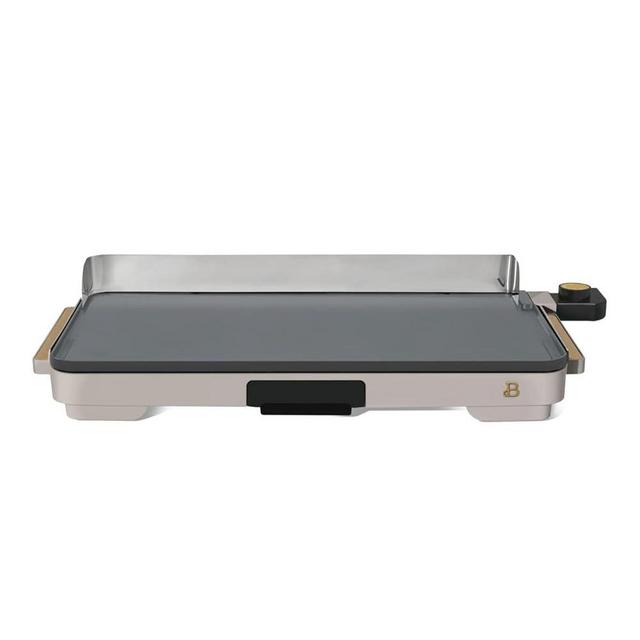Beautiful XL Electric Griddle by Drew Barrymore, 12"x22" Nonstick, 1500W, Removable Drip Tray, Stainless Steel Backsplash, Cool-Touch Handles, Adjustable Heat, Family-Sized Cooking (Porcini Taupe)