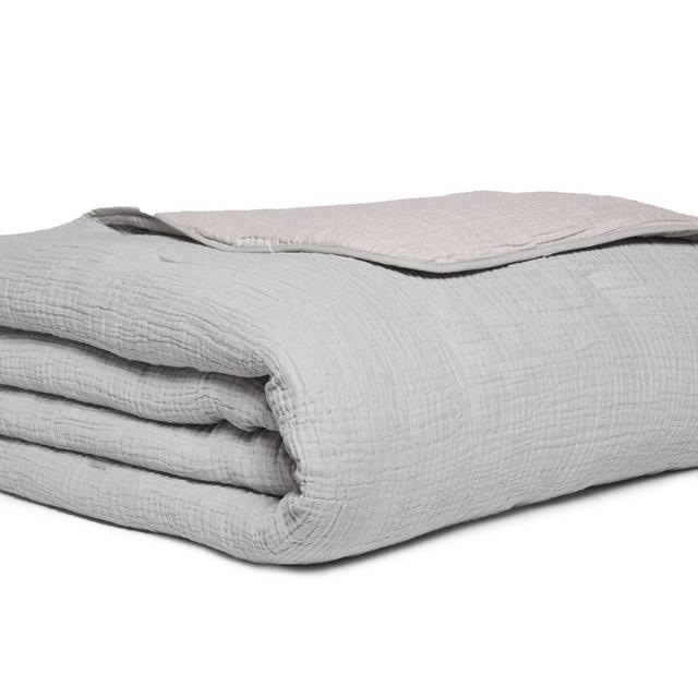Cloud Cotton Quilt (Color: Smoke and Blush - Size: King)
