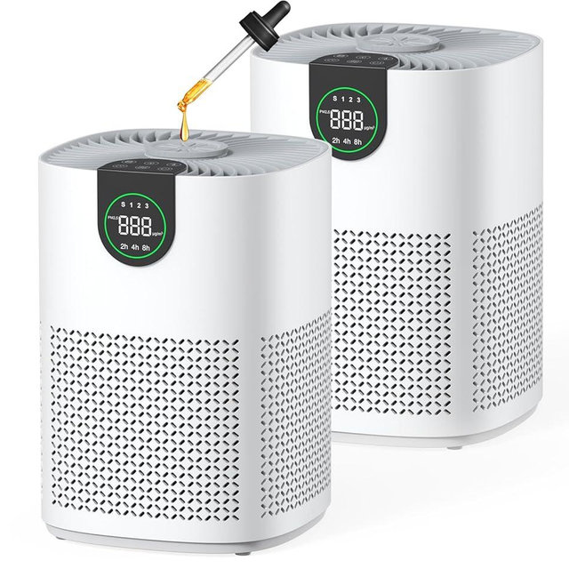 VEWIOR 2 Pack Air Purifiers for Home, Air Purifiers for Bedroom Large Room up to 1200 sq.ft with H13 HEPA Washable Filter, Aromatherapy, PM2.5 Display, Sleep Mode, Auto Mode for Dust, Smoke, Pets Hair