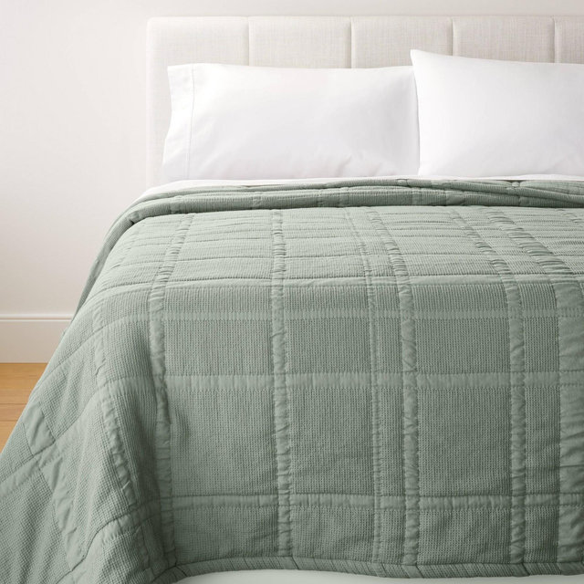 King+ Waffle Matelasse Quilt Light Teal Green - Threshold™ designed with Studio McGee