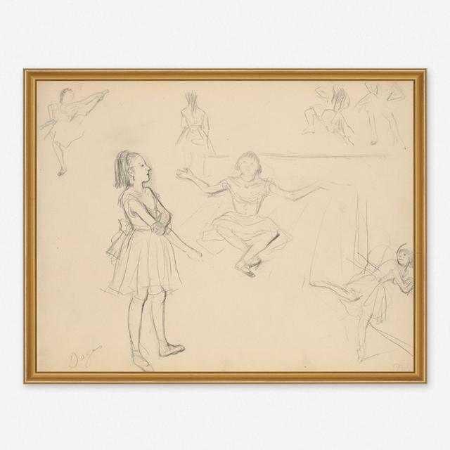 'Ballet Dancers Rehearsing' Wall Art by Edgar Degas - 14.5" x 11", Framed