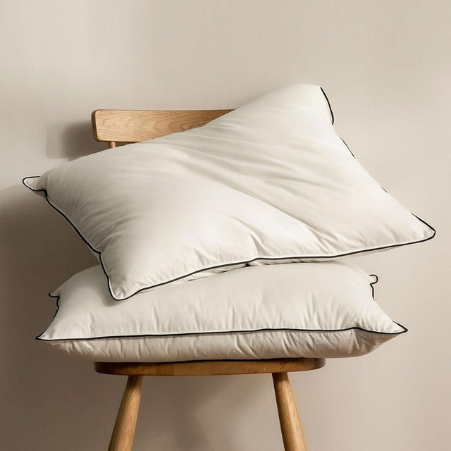 BPC Goose Feather Down Pillows King Size Set of 2, Luxury 3-Chamber Feather Down Core Pillow with 100% Organic Cotton Cover, Medium Firm Bed Pillow Inserts, Surrounded by Polyester, 20x36 Inches