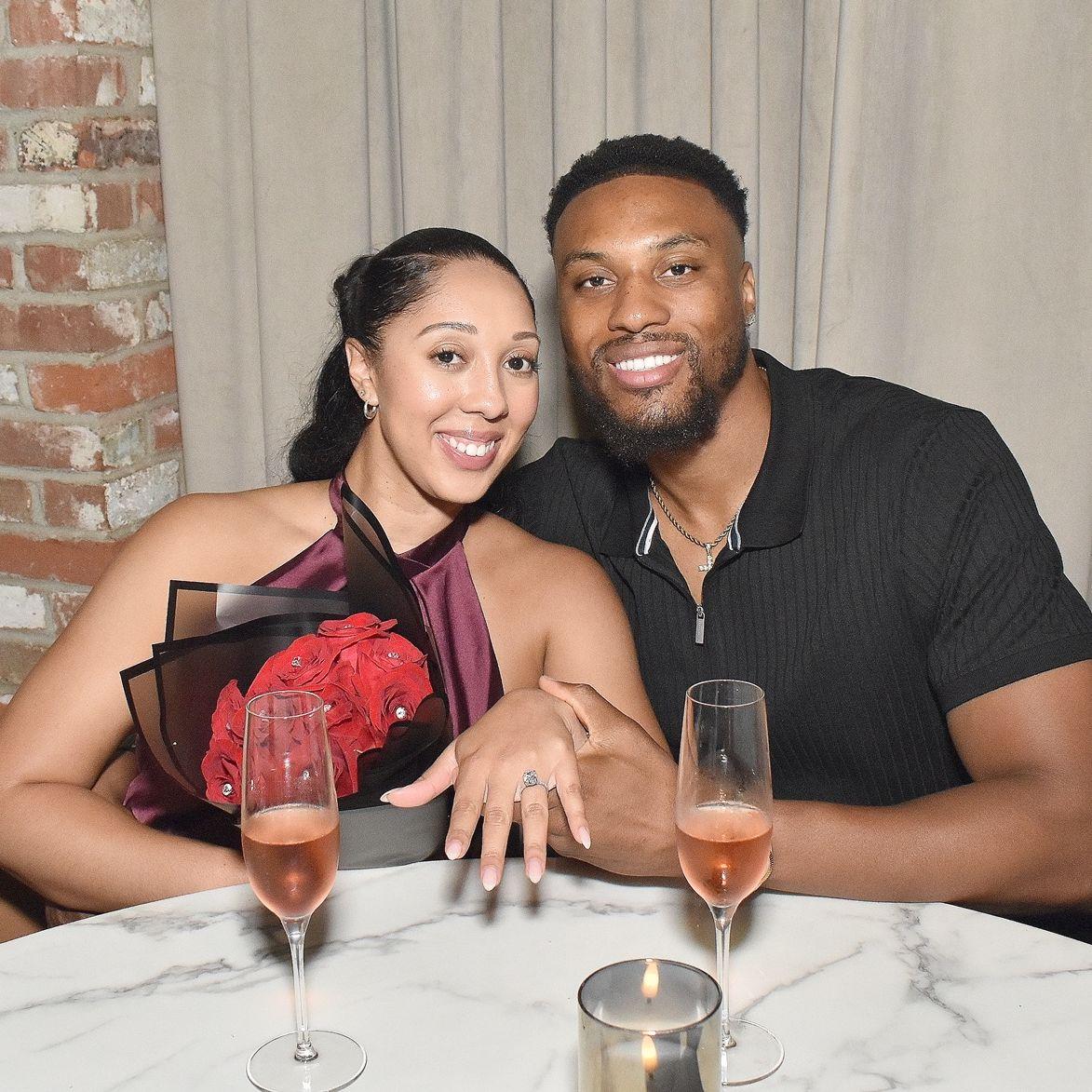 Brenna and Marvin at their proposal dinner.