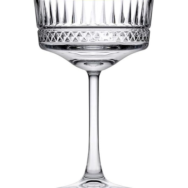 Pasabahce Vintage Golden Touch Coupe Glasses Set Of 4 - Exclusive Champagne, Cocktail, Martini, Wine Glasses - Long Stem Glassware - 8.8 oz - Perfect for Parties, Gifts, Housewarming, Weddings