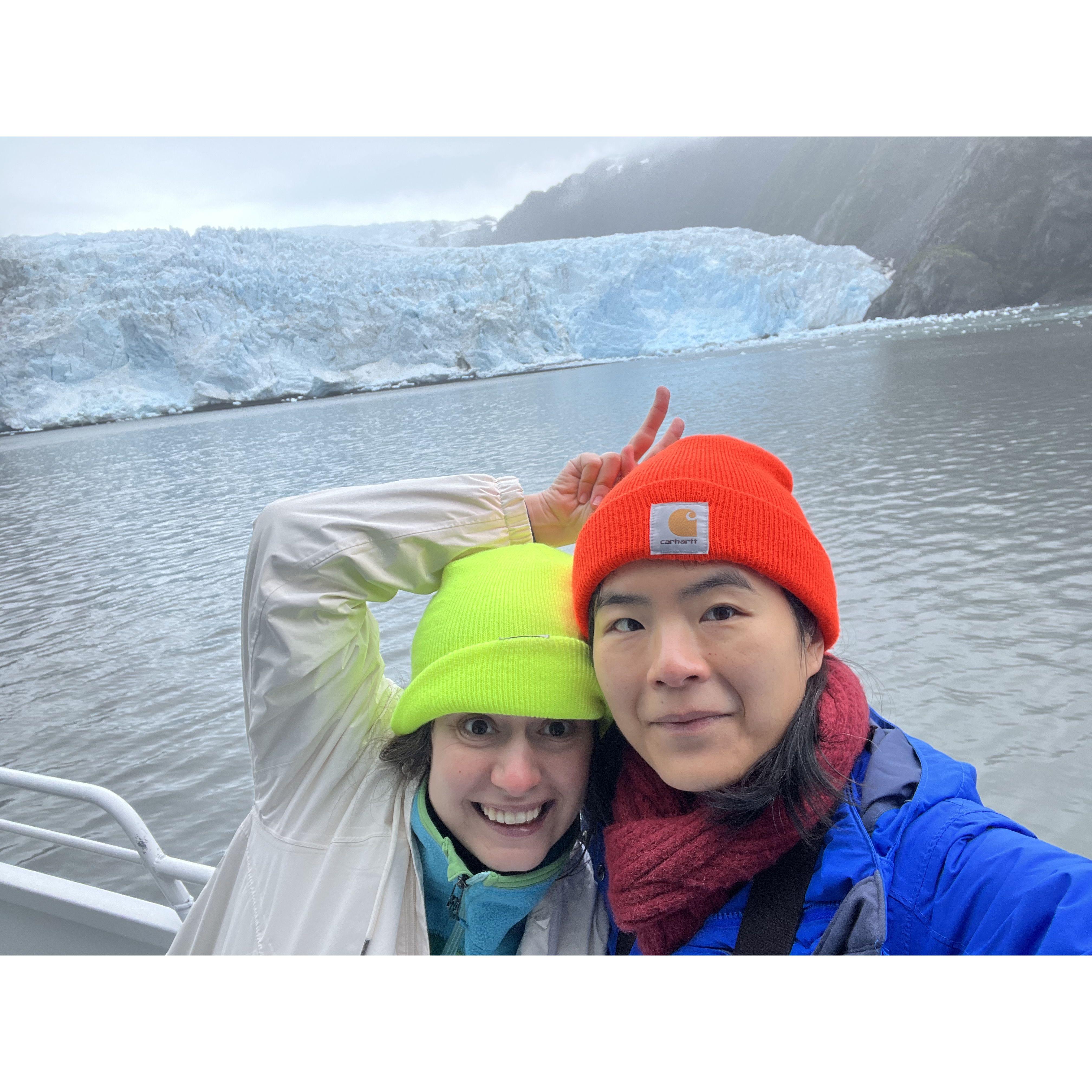 It's very cold at the glacier!