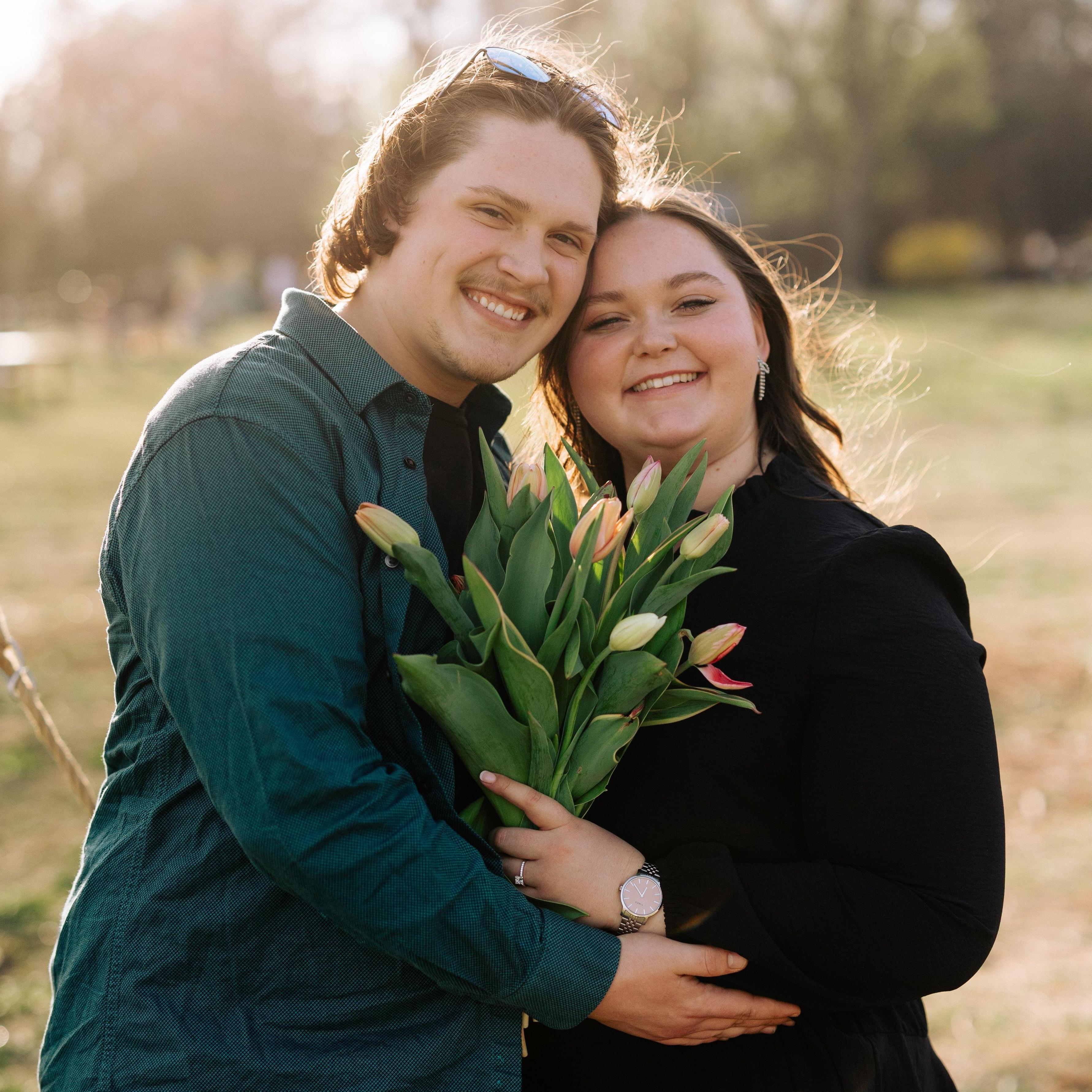 The gal at the tulip gardens took our first engagement photo for us!