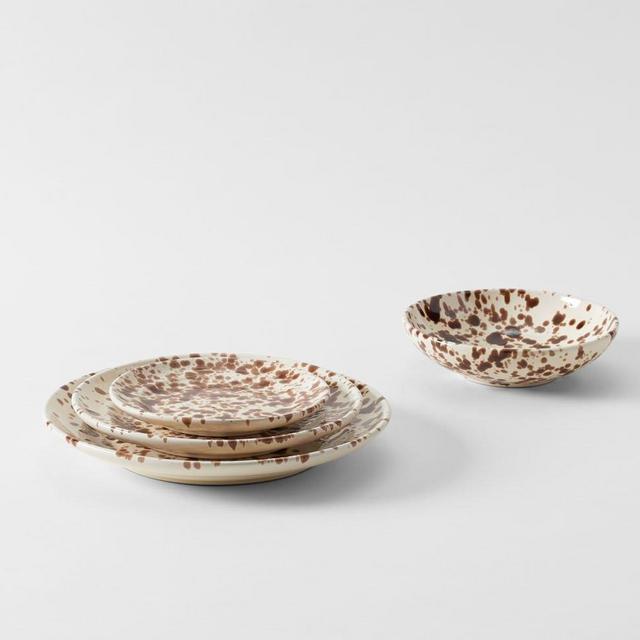 March SF Brown on Cream Splatterware Soup Bowls