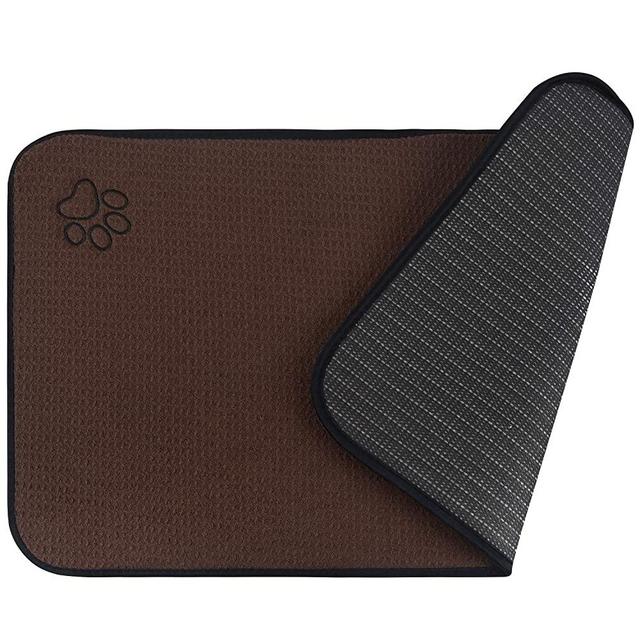 SINLAND Microfiber Pet Food Mat Super Water Absorbent Dog Feeding Mat Anti-Slip Pet Bowl Mat with Anti-Skid Backing