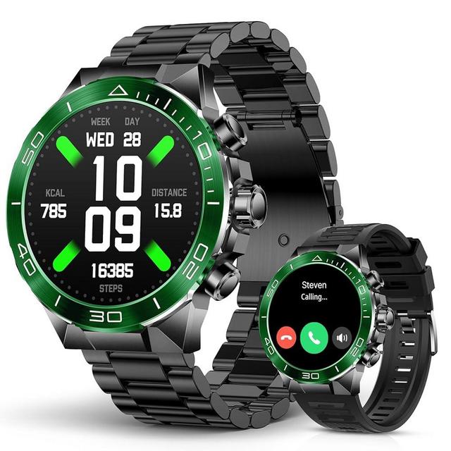 SOUYIE Men's Luxury Smart Watch - 1.43" AMOLED Display Smartwatch with HD Bluetooth Calling, 400mAh 30-Day Battery, 100+ Sports Modes, Health Monitor with Metal/Silicone Straps for Android iPhone