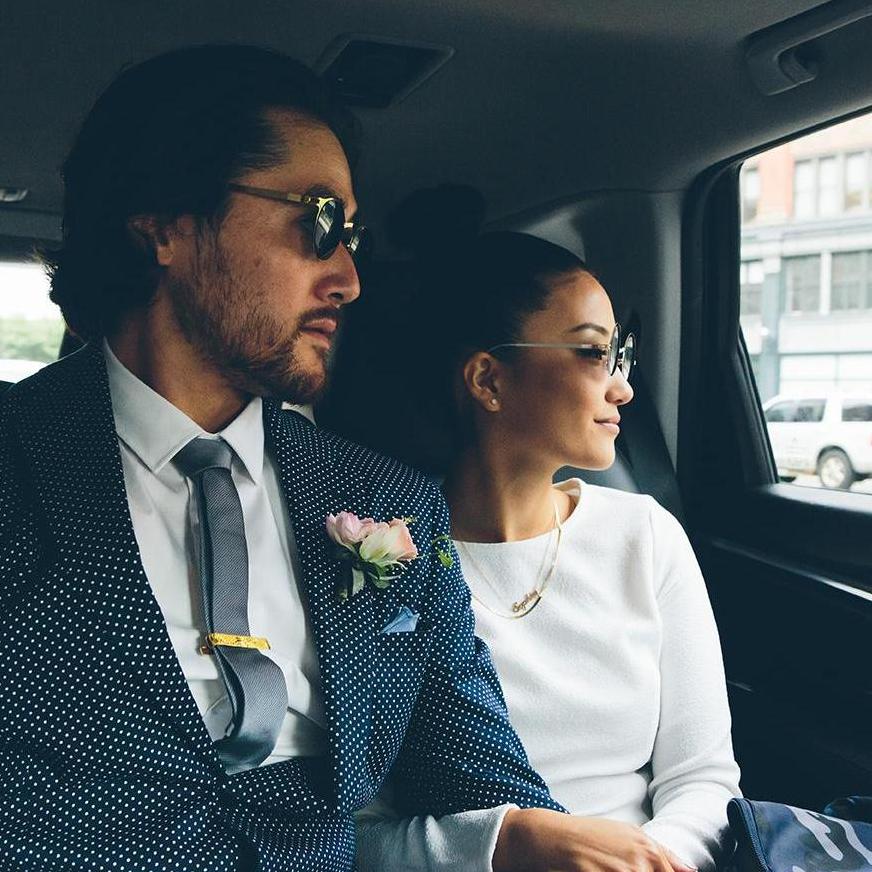Bride & Groom on their way to the courthouse in Queens, New York.