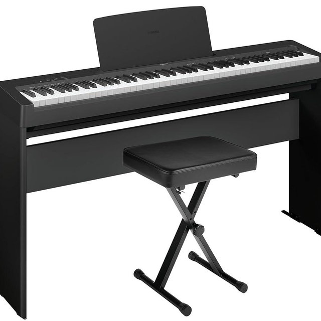 Yamaha P-143 Digital Piano Bundle, Includes 88-Key Weighted Musical Keyboard, Stand, Bench, Music Rest, and Sustain Foot Switch (P143LXB)
