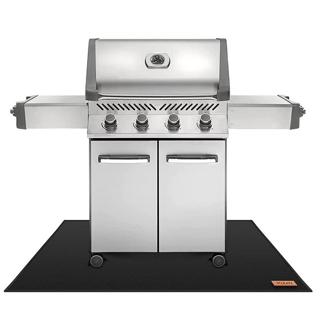 WLEAFJ Under Grill Mat, Fire Pit Mat Fireproof Mat, 36 x 48 inches Grill Mats for Outdoor Grill Deck Protector, BBQ Mat for Under BBQ, Perfect for Charcoal Grills, Gas Grills, Oil Fryers and Smokers