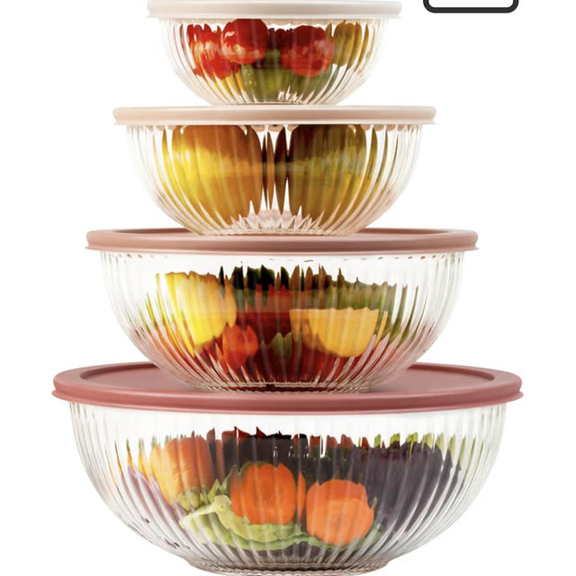 Glass Mixing Bowls with Lids Sets, 5 Packs Glass Bowls with Lids for Kitchen Baking, Meal Prepping and Salad, Bpa Free and Dishwasher Safe Serving Bowls, 0.2/0.5/1.1/2.1/3.7Qt