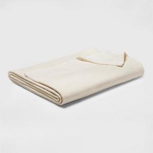 Cotton Woven Blanket in Ivory-KING