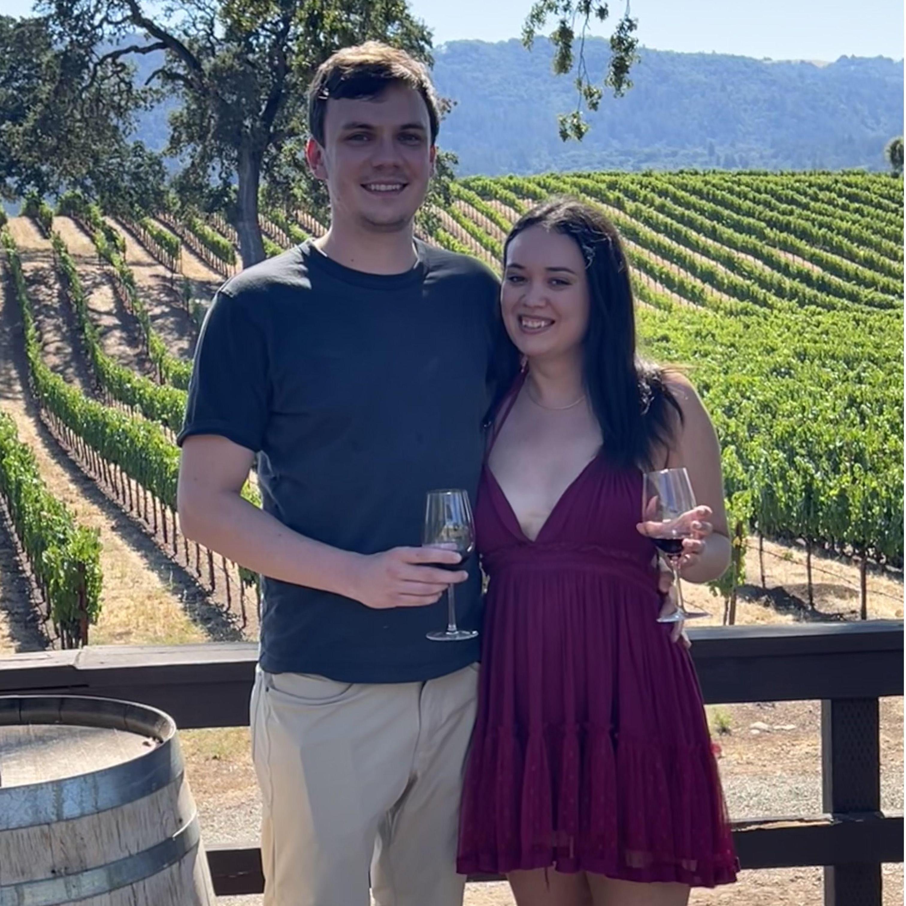 Wine tasting in Napa for our two-year anniversary.
