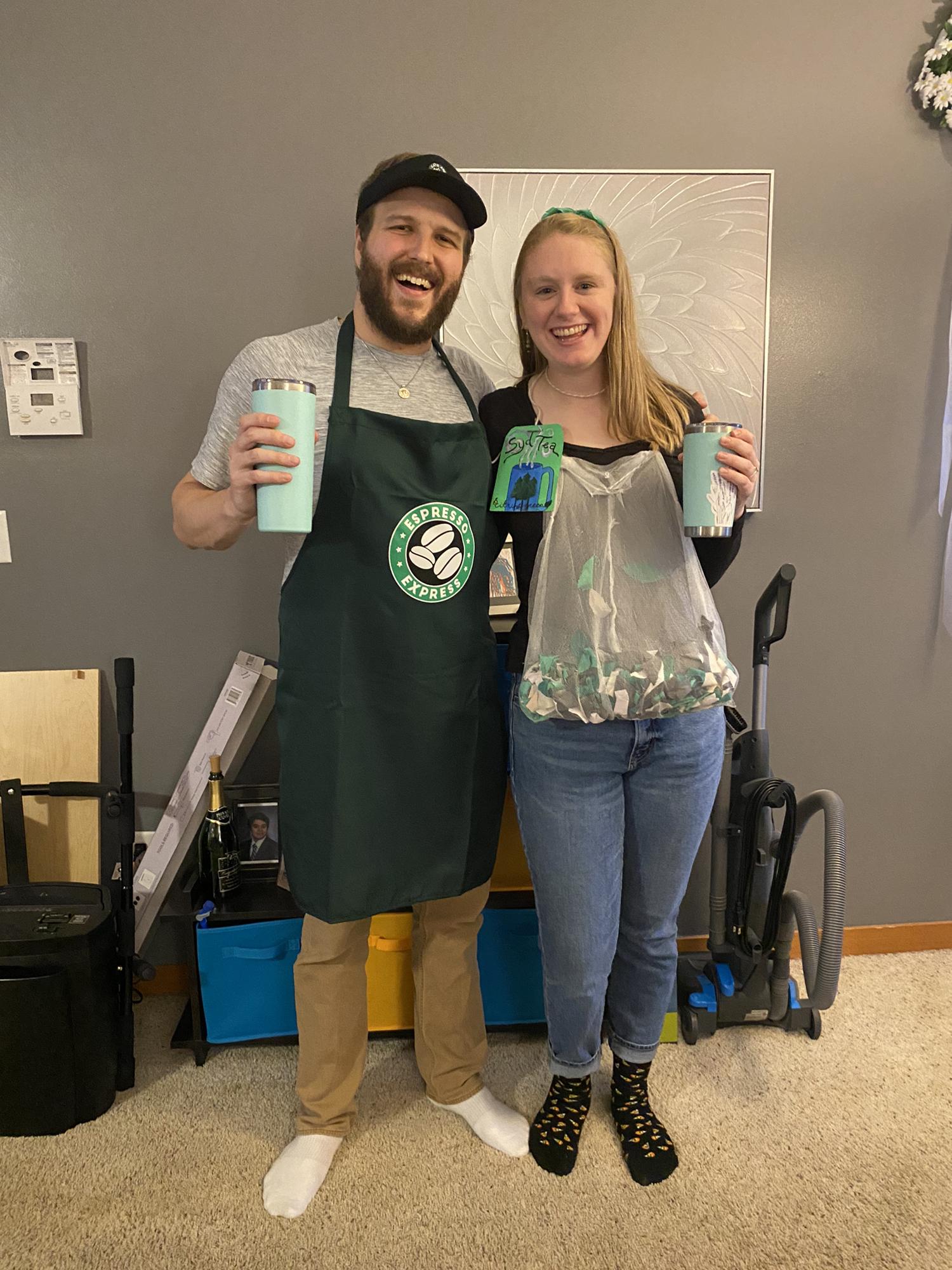 For our 2021 name pun Halloween costumes we went with a hot beverage theme. And they happen to be our favorites: Coffeewi and SydTea!