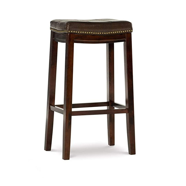Linon Claridge Patches Bar Stool, 32-Inch, Brown