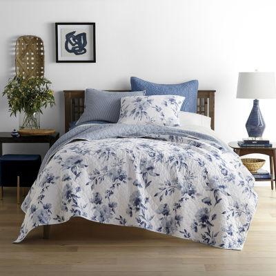 JCPenney Home Emma Indigo Rose Floral Reversible Quilt in King Size