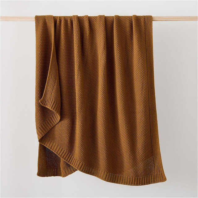 Cotton Knit Throw, 50x60, Honey