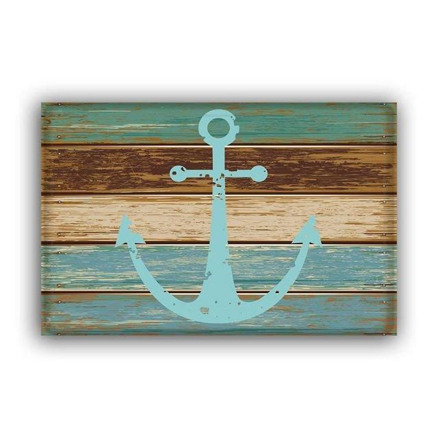 Vandarllin Blue Nautical Anchor Rustic Old Barn Wood Doormats Non-Slip Indoor/Outdoor/Front Door Mat,18"x30", Teal Green Brown