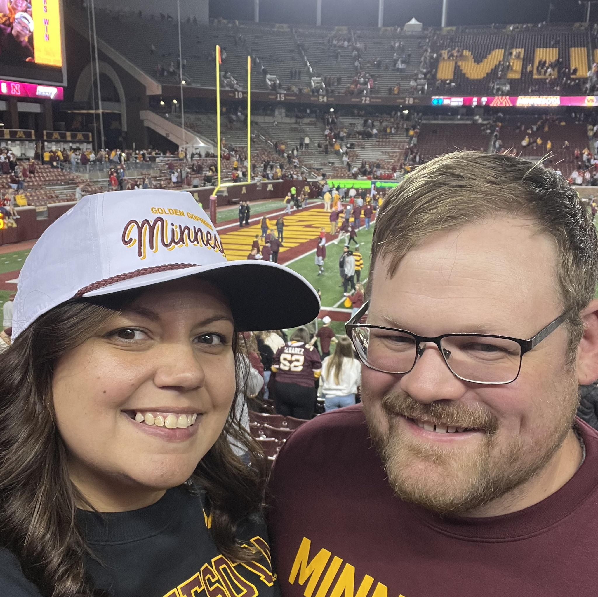 Matt's first Gopher football game with Ashley's family
