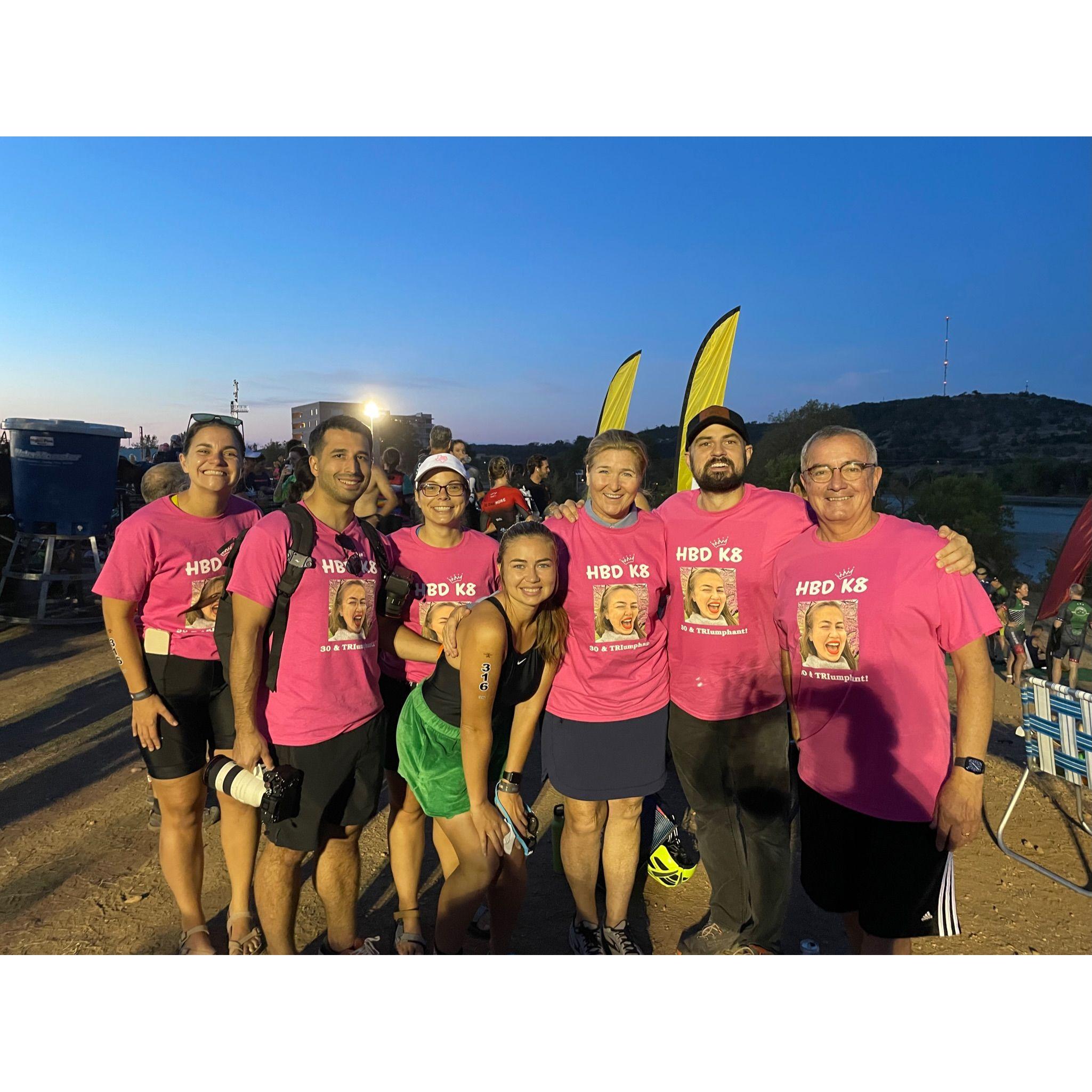 Up early for Kate's Dirty Thirty Triathalon Relay Race