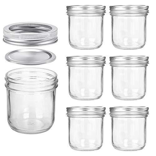 Wide Mouth Mason Jars 10 oz, KAMOTA 10oz Mason Jars Canning Jars Jelly Jars With Wide Mouth Lids and Bands, Ideal for Jam, Honey, Wedding Favors, Shower Favors, Baby Foods, 6 PACK