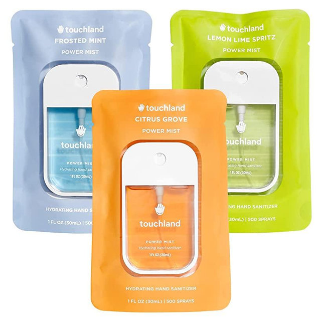 Touchland Power Mist Hydrating Hand Sanitizer FRESH 3-PACK | Mint, Citrus, Lemon Lime | 500-Sprays each, 1 FL OZ (Set of 3)