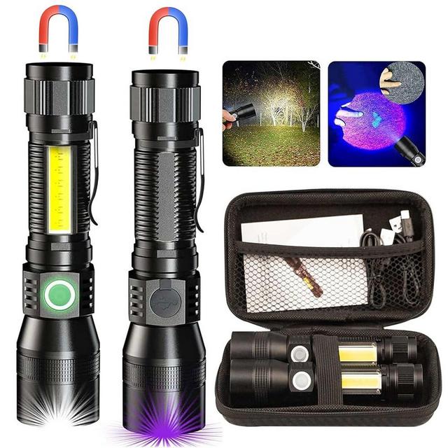 Black Light UV Light, 3-in-1 Rechargeable 1000 Lumens UV Flashlight, Zoomable Beam LED Flash Light with 7 Light Modes Magnetic Flashlight for Emergencies, Home, Camping, Hiking, Pet Urine Detection